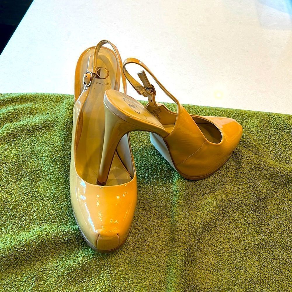 Kelsi Dagger Yellow Patent Slingback Heels